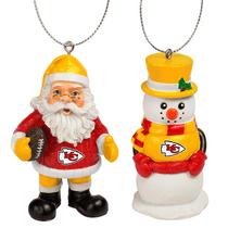 Enfeite suspenso FOCO 9 cm, Papai Noel e Boneco de Neve, pacote com 2 KC Chiefs Enfeite suspenso FOCO 9 cm, Papai Noel e Boneco de Neve, pacote com 2 KC Chiefs