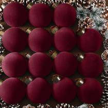 Enfeite suspenso Liliful Burgundy Velvet Flocked Balls 8 cm 15 unidades