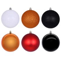 Enfeite suspenso Vickerman 10 cm laranja preto branco 18 unidades