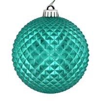 Enfeite suspenso Vickerman de 15 cm Teal Glitter Ball, pacote com 4