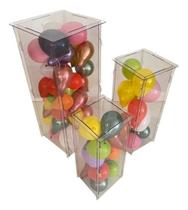 Enfeite Trio Cubo Transparente Acrílico Quadrado Desmontavel Enfeite Trio Cubo Transparente Acrílico Quadrado Desmontavel