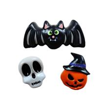Enfeite Trio Halloween Mini Morcego Caveira Abobora Chapeu - Decore Casa