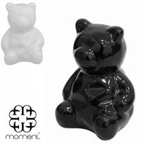 Enfeite urso de porcelana preto / branco 6x4,5x4,5cm