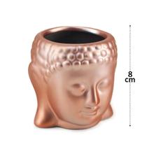 Enfeite vaso cabeça de buda em ceramica 8cm - metalizado