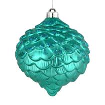 Enfeite Vickerman 15 cm Pinha com Glitter Azul-Esverdeado Kit com 6
