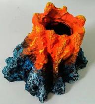 Enfeite Vulcão Lava Laranja Oxigenador Solta Bolhas 12x10cm