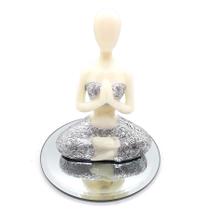 Enfeite Yoga Decorativa Orando com Bandeja Espelhada 12 cm - Flash