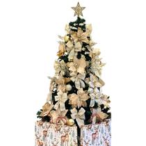 Enfeites Completos P/ Árvore Natal 1,20mt Laços Flores Bolas