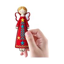 Enfeites De Anjo Coloridos 16 Peças 4,7 Polegadas Decorações Artificiais De Madeira 2D Para Pendurar