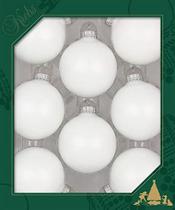 Enfeites de Árvore de Natal - 67mm/2.625 "Bolas de Vidro de Designer do Natal por Krebs - Handmade Seamless Penas de Natal para Árvores - Conjunto de 8 (Veludo Branco Clássico)