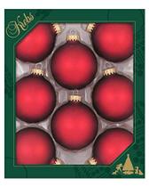 Enfeites de Árvore de Natal - 67mm/2.625 "Bolas de Vidro de Designer do Natal por Krebs - Handmade Seamless Penas de Natal para Árvores - Conjunto de 8 (Velvet Red) - Christmas By Krebs