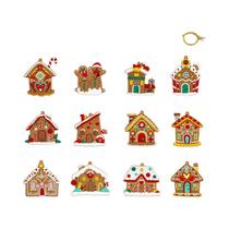Enfeites De Árvore De Natal Em Forma De Casa De Gengibre, 12 Peças, Decorações Festivas Para O Lar,