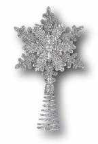 Enfeites de árvore de Natal Gerson Mini Silver Glitter Topper