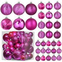 Enfeites de árvore de Natal PREXTEX Pink 36 peças à prova de estilhaçamento