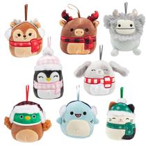 Enfeites de árvore de Natal Squishmallows, pacote com 8 minipelúcias