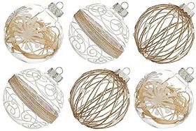 Enfeites de baile de Natal XmasExp Conjunto -100mm /3.94" Grande brilho claro brilho pastoso ornamentos de natal ornamentos de árvore de natal ornamentos delicados ornamentos para festa de natal (6 contagens,neutro)