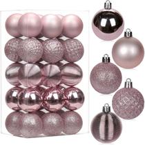 Enfeites de bola de Natal Briful 30 peças, 5 cm, rosa inquebrável