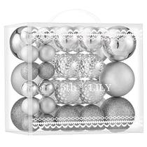 Enfeites de bola de Natal conjunto de decorações suspensas sazonais, 46 PCS Shatterproof Christmas Tree Balls reutilizável caixa de presente embalagem para festas de Natal e decorações da árvore de Natal em casa (prata)