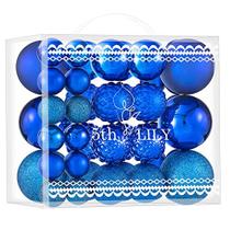 Enfeites de bola de Natal conjunto de decorações suspensas sazonais, 46 PCS Shatterproof Christmas Tree Balls reutilizável embalagem da caixa de presente para festas de Natal e decorações da árvore de Natal em casa (azul)
