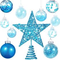 Enfeites de bola de Natal Gejoy 24 peças de plástico azul Enfeites de bola de Natal Gejoy 24 peças de plástico azul