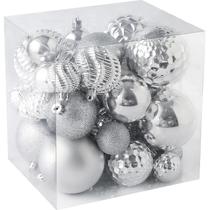 Enfeites de bola de Natal Jorysics Shatterproof 36 unidades de prata Enfeites de bola de Natal Jorysics Shatterproof 36 unidades de prata