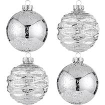 Enfeites de bola de Natal Jorysics Silver 10 cm, conjunto de 4 Enfeites de bola de Natal Jorysics Silver 10 cm, conjunto de 4