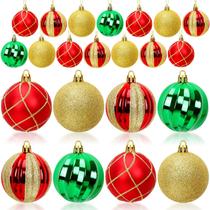 Enfeites de bola de Natal JULMELON, 24 peças, vermelho, verde, ouro, 6 cm