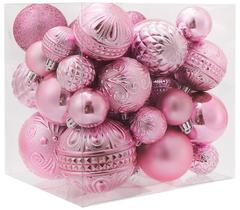 Enfeites de bola de Natal LUCKY CHRIS Pink Shatterproof 36 unidades Enfeites de bola de Natal LUCKY CHRIS Pink Shatterproof 36 unidades