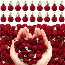 Enfeites de bolas de veludo de Natal Vertintong 120 unidades vinho tinto