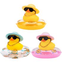 Enfeites de carro wonuu Rubber Duck, 3 peças, amarelos com acessórios