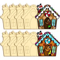 Enfeites de casa de gengibre SNILOAW de 7 polegadas de madeira artesanal DIY Enfeites de casa de gengibre SNILOAW de 7 polegadas de madeira artesanal DIY