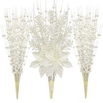 Enfeites de caule de bagas com glitter artificial 44 cm de Natal 24P