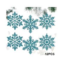 Enfeites De Floco De Neve Com Glitter Branco, 12 Peças, Decorações Para Árvore De Natal, Casa, Festa