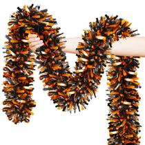 Enfeites de Halloween Garland Lairyan 15 m de laranja brilhante e preto Enfeites de Halloween Garland Lairyan 15 m de laranja brilhante e preto
