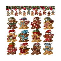 Enfeites De Homem De Gengibre 12/24 Peças, Decorações De Natal Em Madeira, Pingentes DIY De Desenho