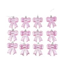 Enfeites De Laço Rosa Pendurados 12 Peças Laço Coquette 3D Para Decoração De Árvore De Natal,