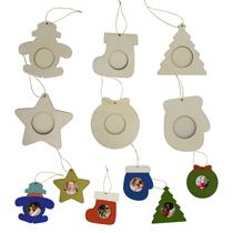 Enfeites de madeira de Natal 4E's Novelty DIY, pacote com 12, 10-12 cm Enfeites de madeira de Natal 4E's Novelty DIY, pacote com 12, 10-12 cm
