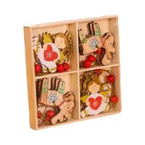 Enfeites de Natal: 9/12 Gnomos de Madeira para Pendurar na Árvore