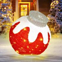 Enfeites de Natal ao ar livre BRIGHTDECK, decoração de baile de Natal iluminada pop-up ao ar livre com 80 luzes LED, 8 modos de luz, decorações natalinas iluminadas e dobráveis para quintal e casa (vermelhas)