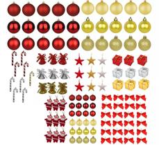 Enfeites de Natal Árvore Bola Presente Sino Laço KIT 20 UNID