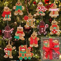 Enfeites de Natal Árvore de Natal Decorações Indoor 12pcs Set Gingerbread House Cookies Candyland Decor Gift para meninas adolescentes mulheres - HDRASON