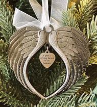 Enfeites de Natal Asas de Anjo - Um Pedaço do Meu Coração está no Ornamento do Céu para Árvore de Natal - Ornamento Memorial De Lado Duplo para Perda de Um Amado - Fita de Seda Luxuosa & Saco de Presente Vermelho