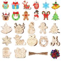 Enfeites de Natal BENIMUS, madeira inacabada, 96 unidades Enfeites de Natal BENIMUS, madeira inacabada, 96 unidades
