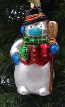 Enfeites de Natal, boneco de neve do Velho Mundo com máscara facial de vidro