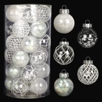 Enfeites de Natal BSTDECOR Clear White 30 ct 6 cm à prova de estilhaçamento