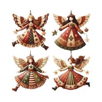 Enfeites De Natal De Anjo De Madeira Artesanais Multicoloridos 4 Peças Decoração Festiva Para Enfeites De Natal De Anjo De Madeira Artesanais Multicoloridos 4 Peças Decoração Festiva Para