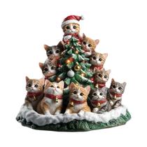 Enfeites De Natal De Gatinho 2D Em Acrílico Decorações Para Espelhos De Carro Chaveiros Decoração De