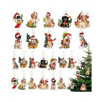 Enfeites De Natal De Madeira Rústica Em Forma De Cão, Conjunto De Vários Tamanhos Para Decoração De