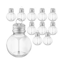 Enfeites De Natal De Plástico Transparente Em Formato De Lâmpada, Recheáveis Com Bebidas Ou Água, 6