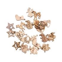 Enfeites De Natal DIY Em Madeira Natural Com Tema De Papai Noel E Floco De Neve, 50-150 Peças Para